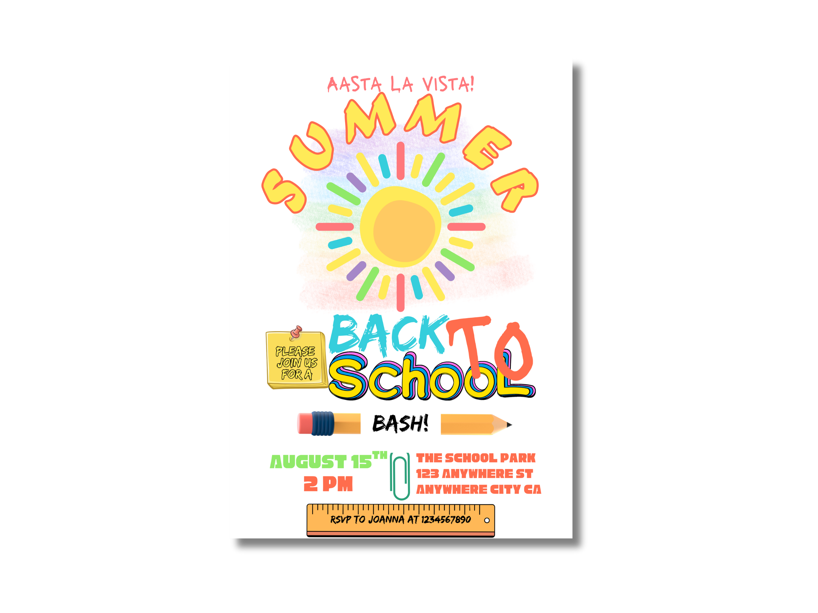 Back to School Bash Invitation | Colorful Editable Canva Party Template | Digital Download