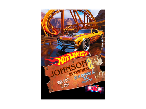 Hot Wheels Birthday Invitation Template – Editable Race Car Party Invite for Boys – Instant Download via Canva