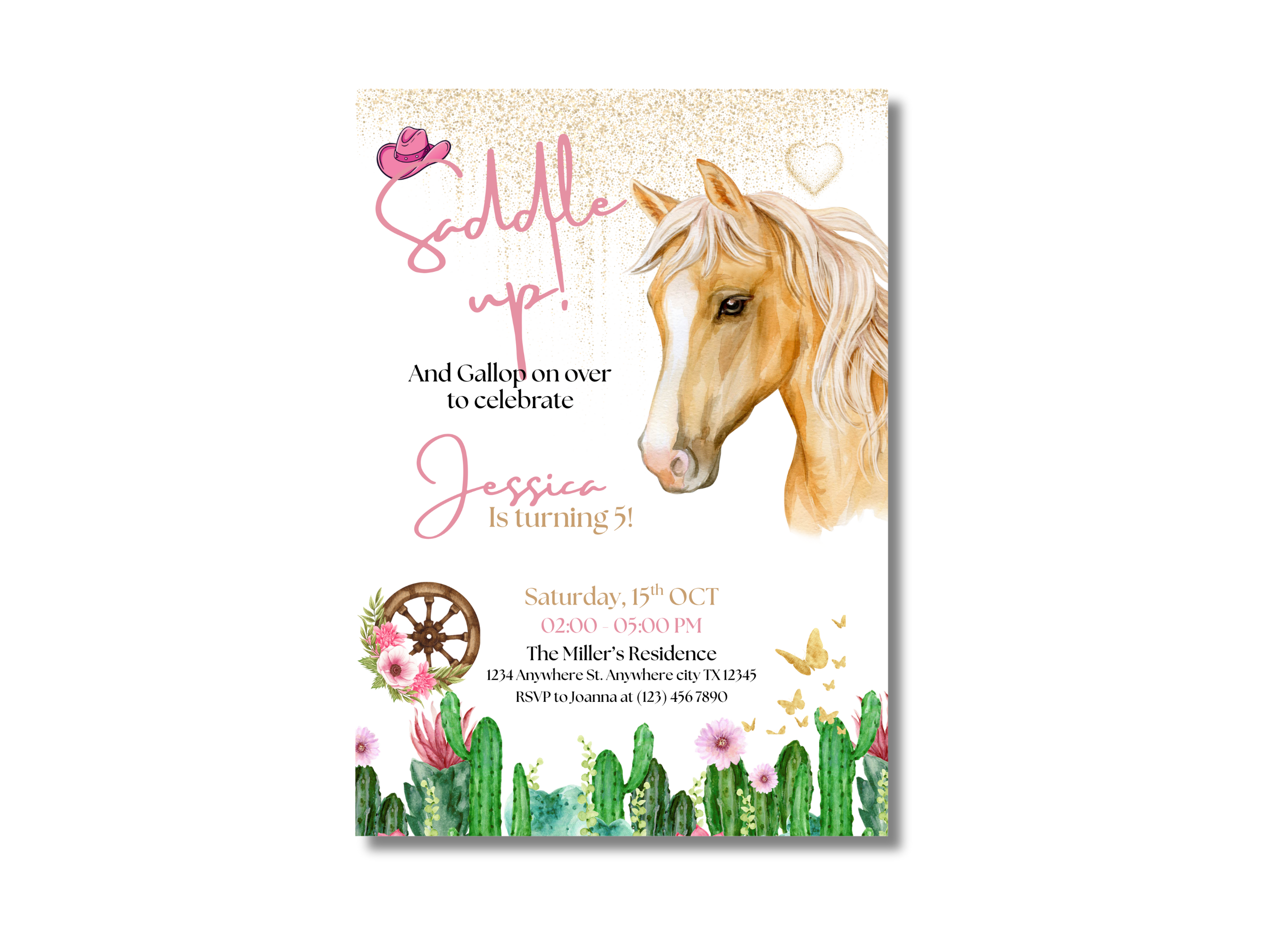 Western Cowgirl Birthday Invitation | Rustic Rodeo Editable Canva Template | Digital Download