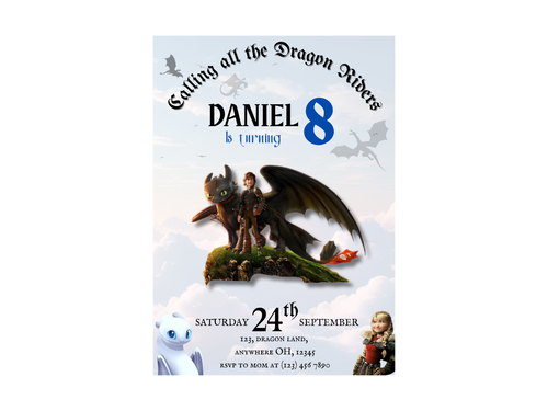 How to Train Your Dragon Birthday Invitation – Editable Viking Dragon Party Template – Digital Download for Boys