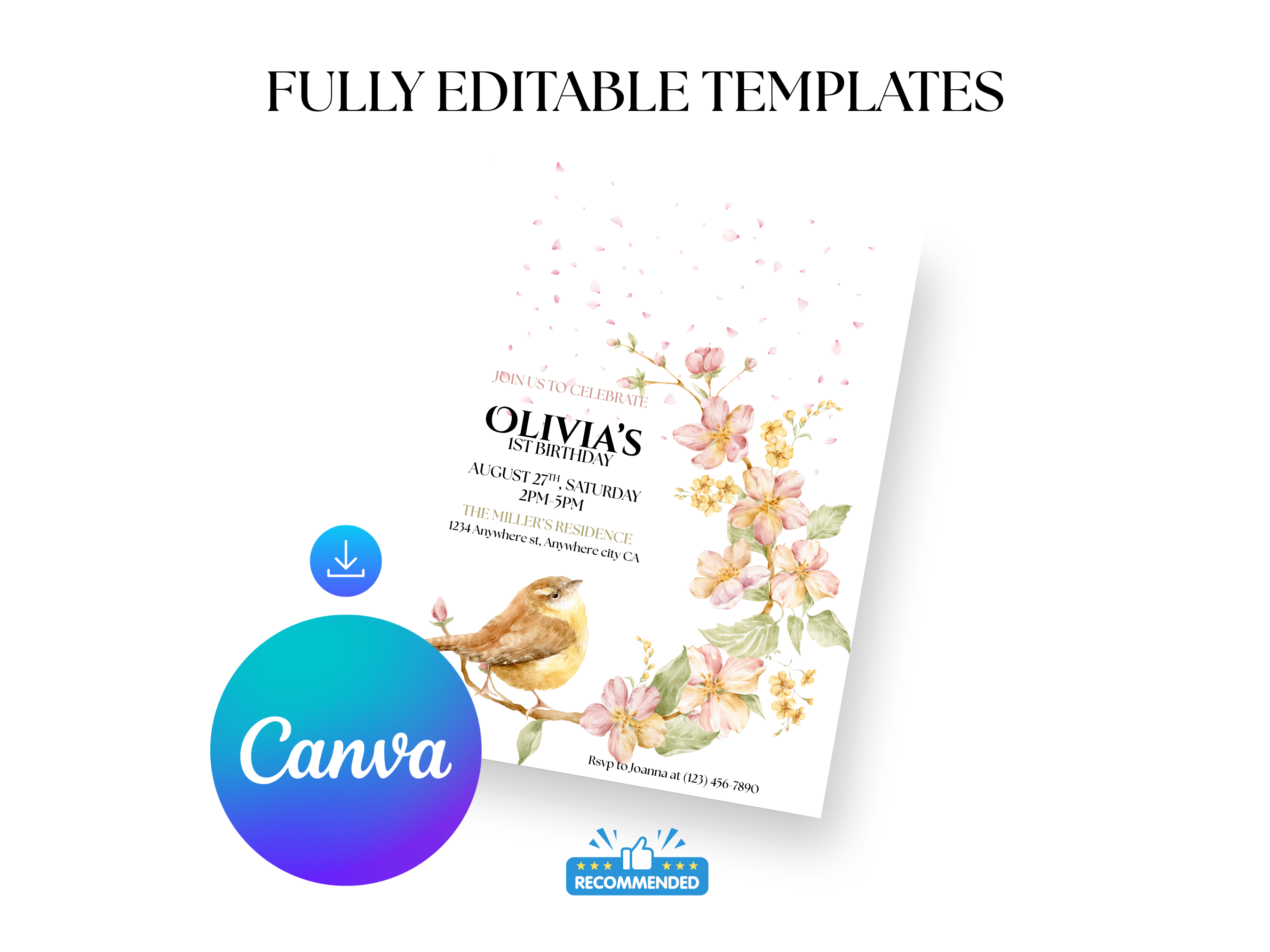 Canva logo with a floral design and text on a white background