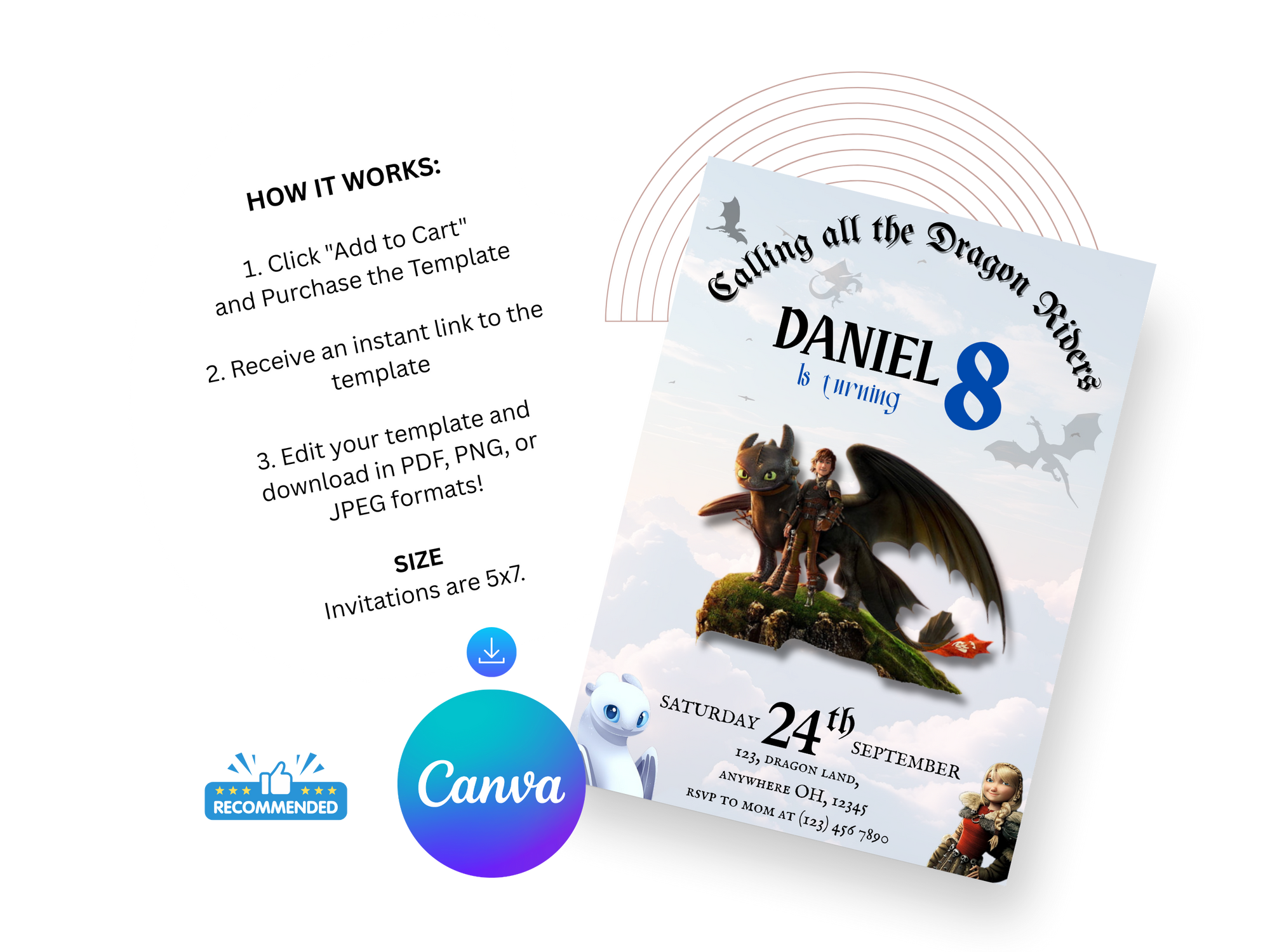How to Train Your Dragon Birthday Invitation – Editable Viking Dragon Party Template – Digital Download for Boys