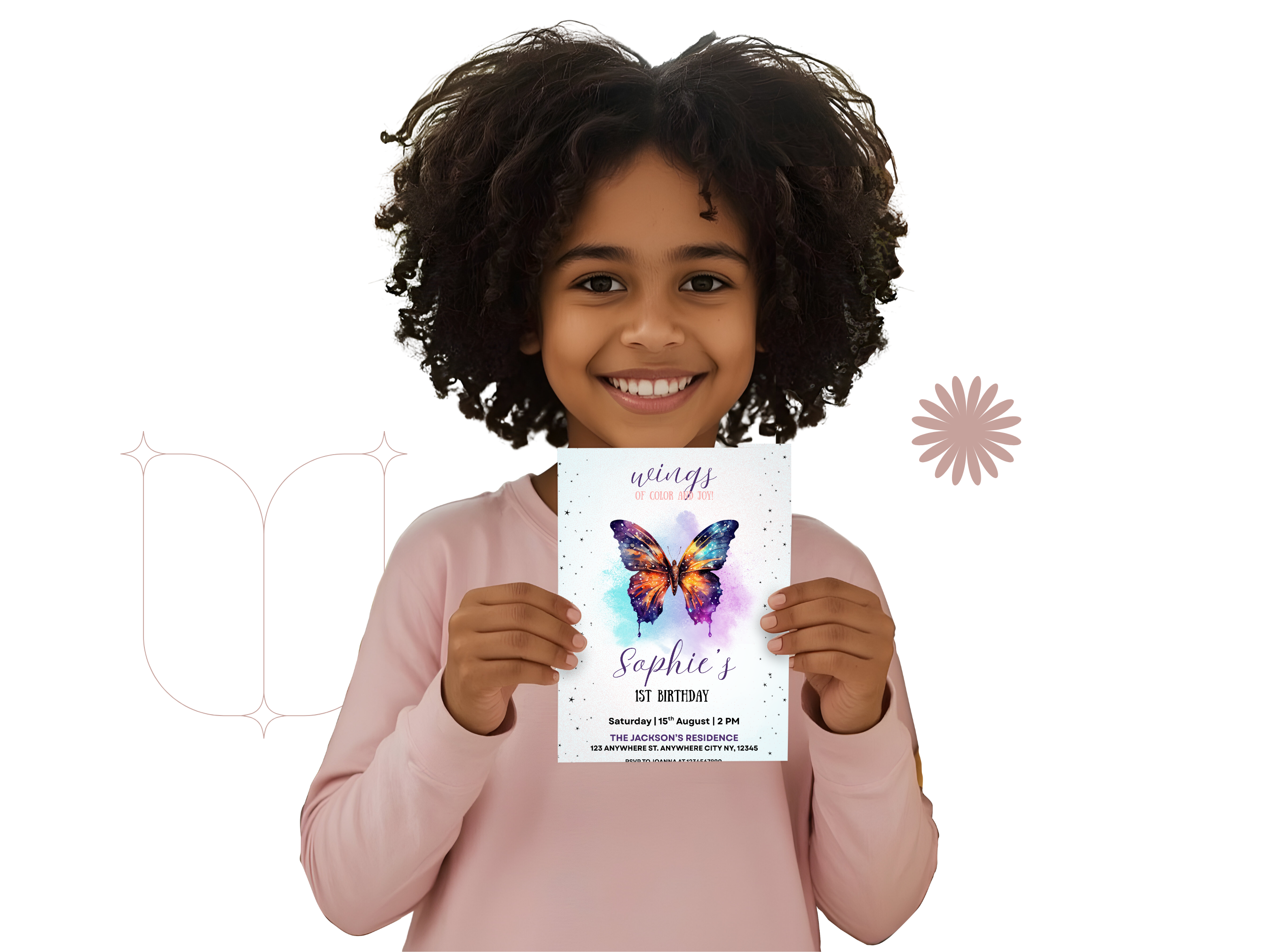 Butterfly Wings Birthday Invitation | Editable Floral Garden Party Canva Template | Digital Download