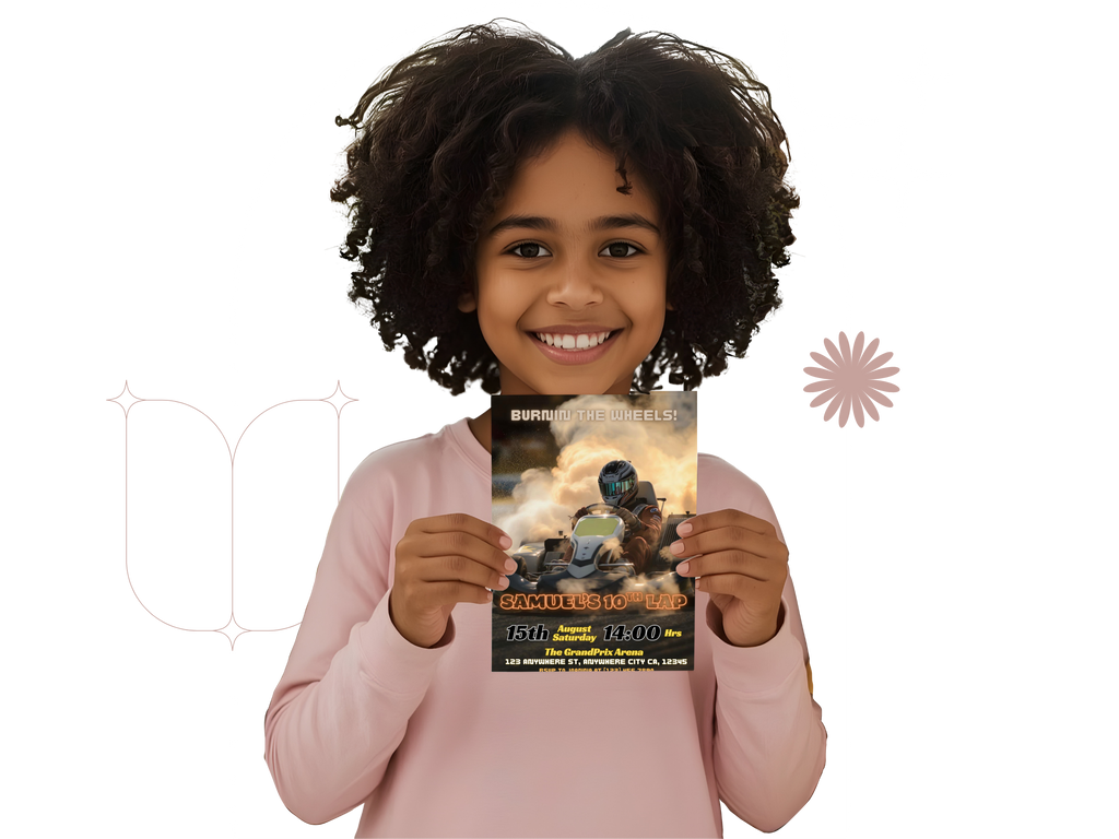 Child holding a book titled 'Samuel's Story' with a white background