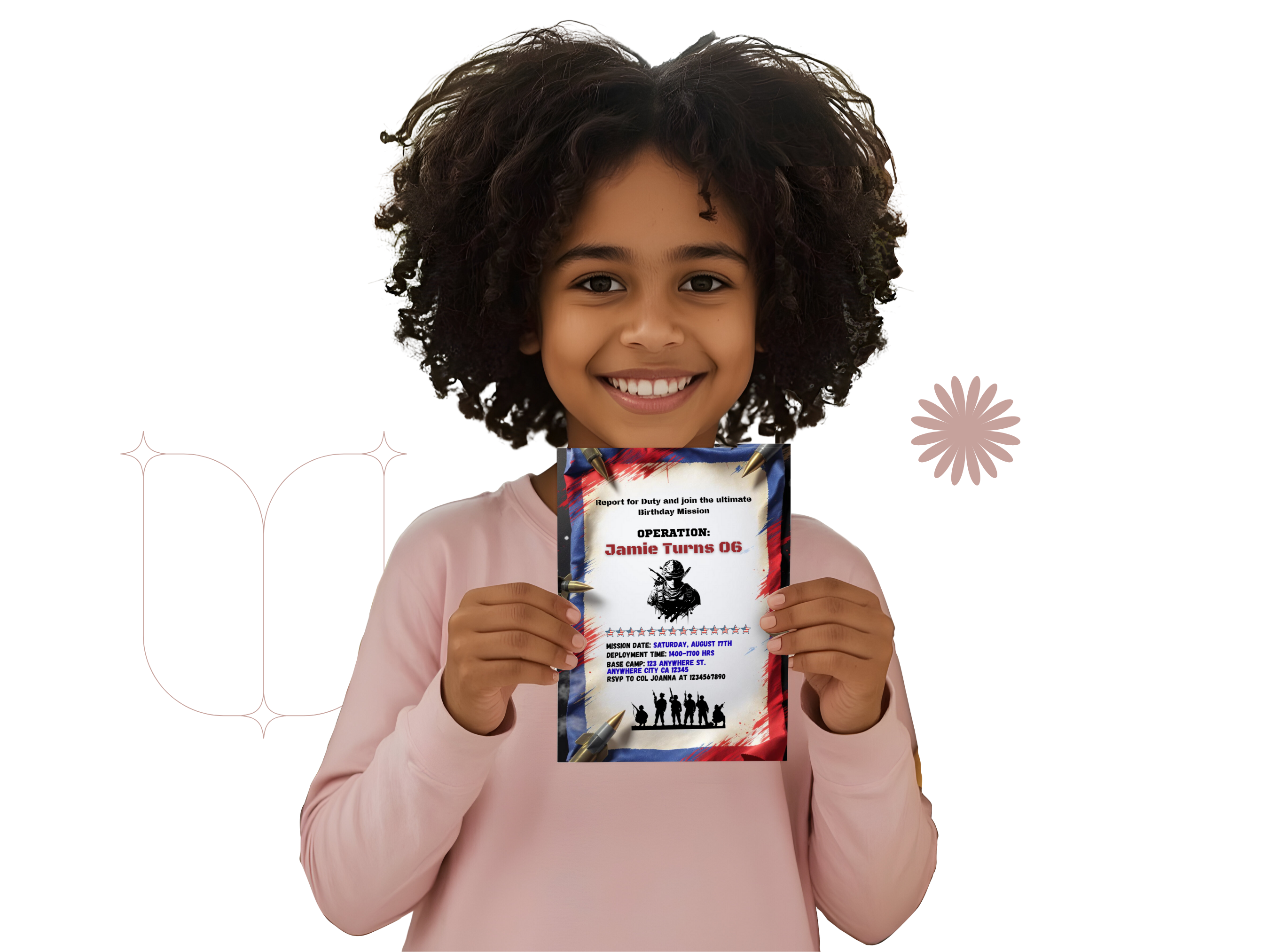 Child holding a certificate with a white background