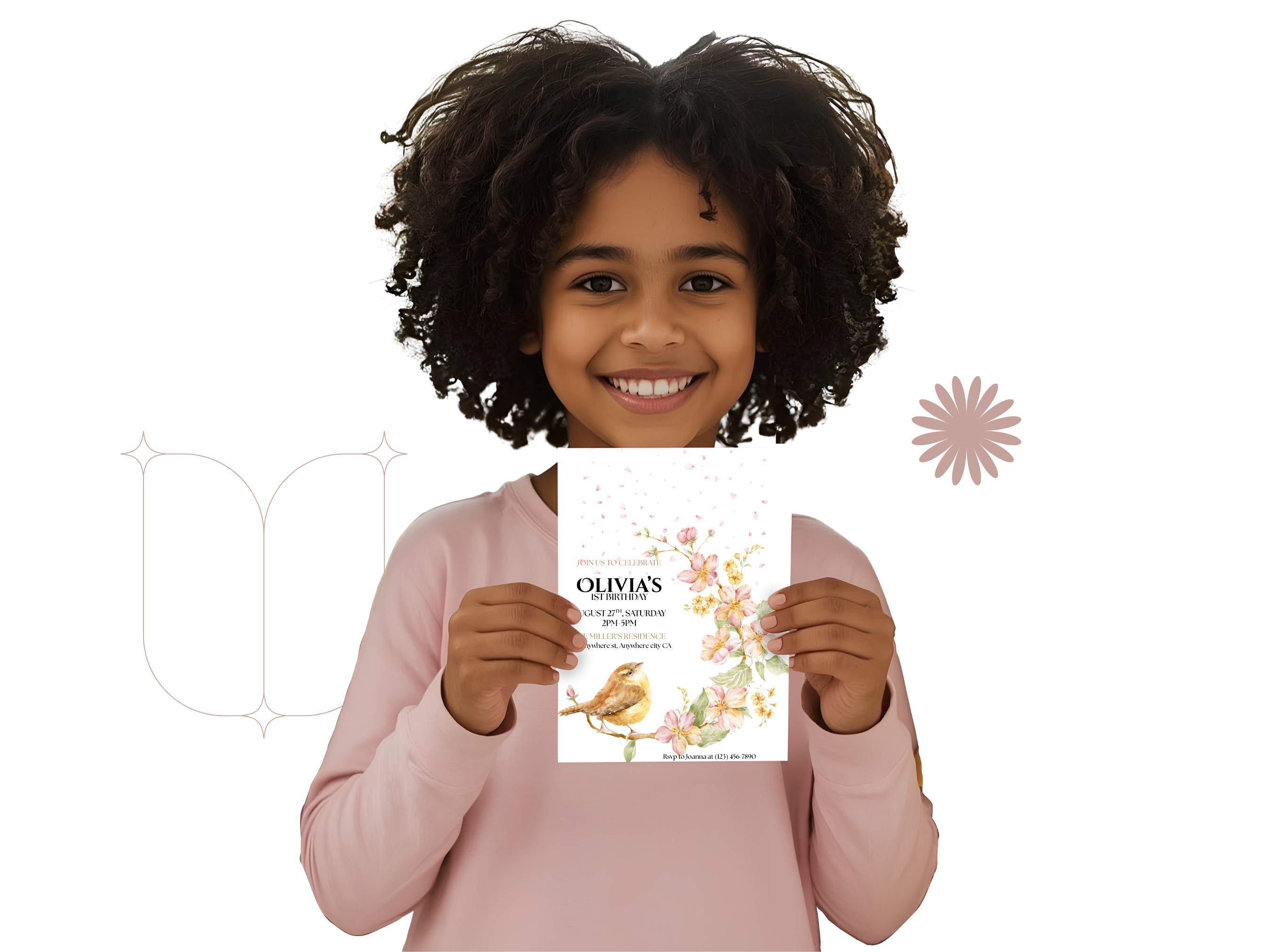 Child holding a product with 'Olivia's' branding on a white background