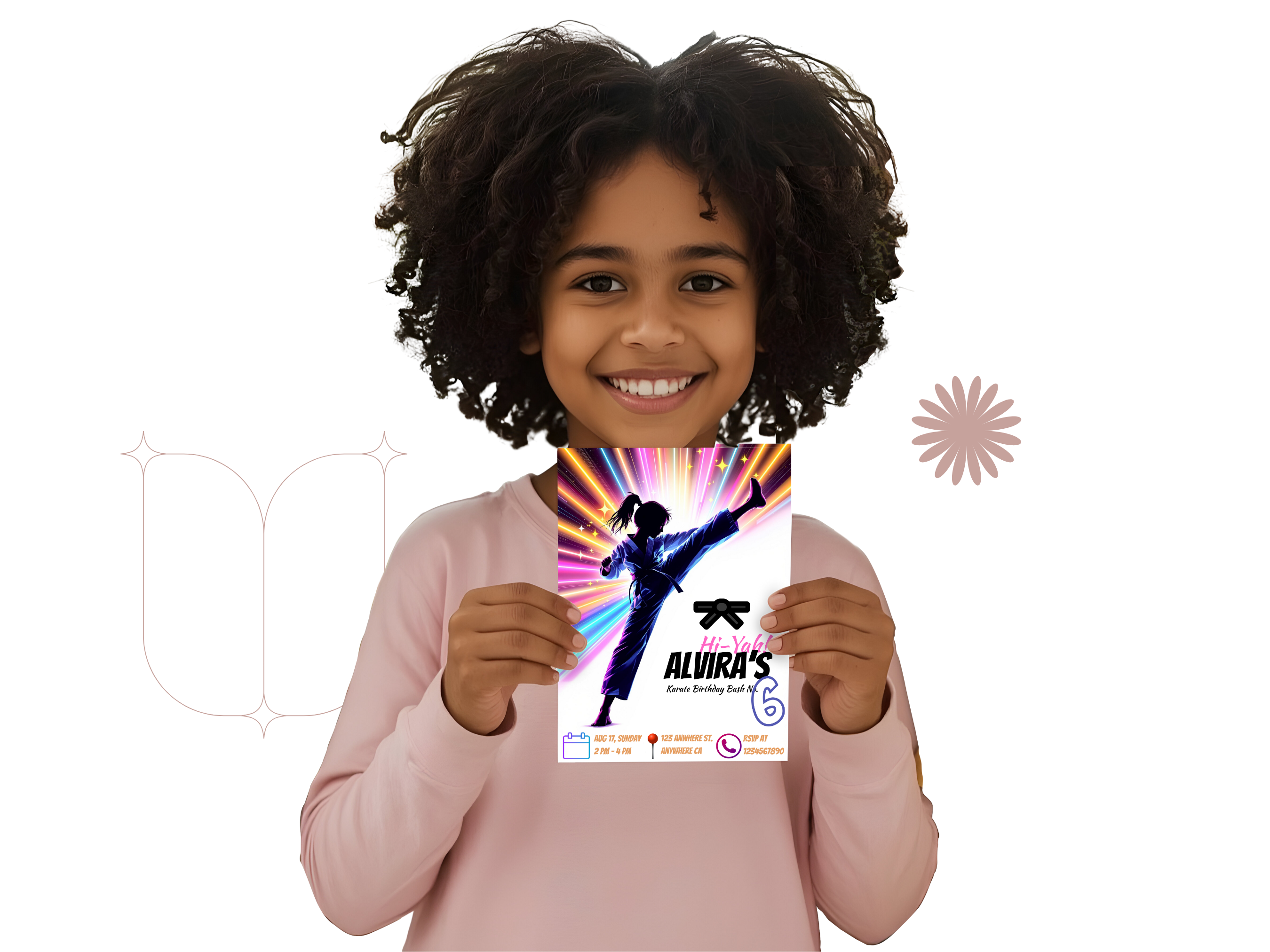 Karate Birthday Invitation for Girls | Editable Martial Arts Party Canva Template | Digital Download