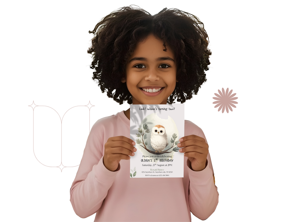 Owl Birthday Invitation Template | Woodland Birthday Party Invite | Editable Canva Digital Download